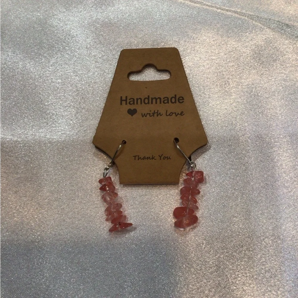 Six Handmade Gemstone Earrings Set in Pink, Purple, Black, Crystal, & Turquoise. - Picture 8 of 15